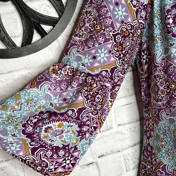 Charming Charlie Boho Hippie Purple Crochet Tassel Fringe Top Shirt Size Small - Picture 5 of 8